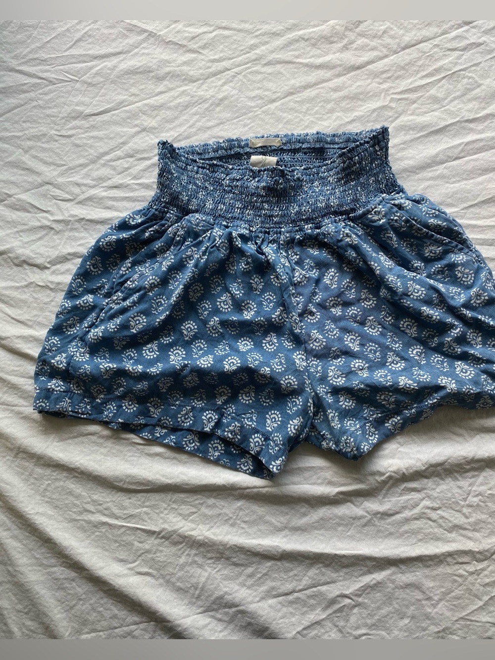 Joie Blue Smocked-Waist Floral Print Shorts